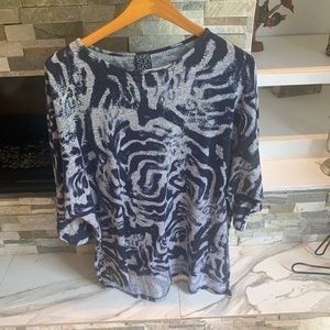 Clara Sun Woo sz XL Blue Swirl print lightweight sweater